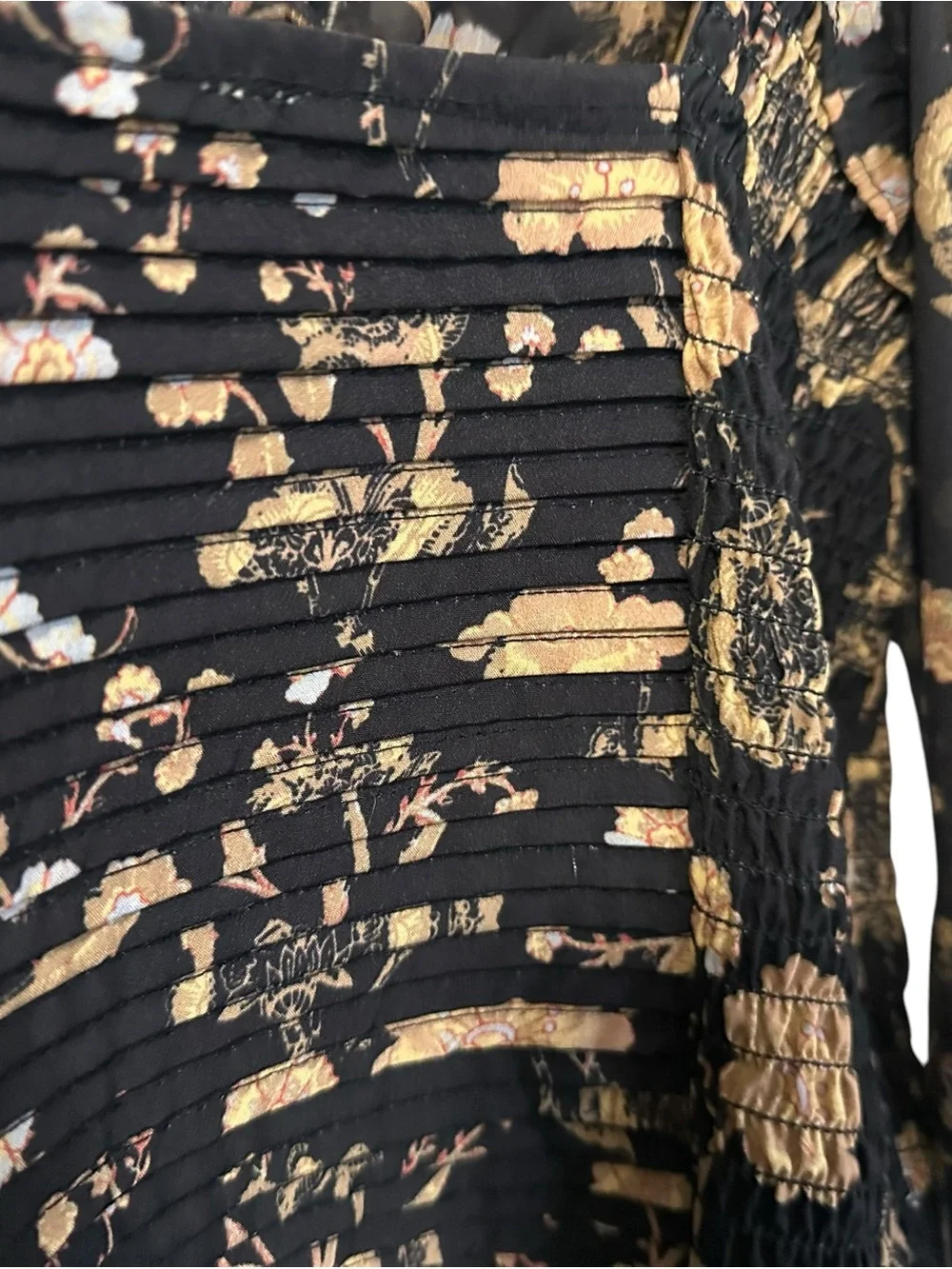 Free People Womens Brunch Date Floral Bodysuit Sz XS Long Sleeve Black